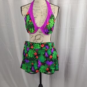 VENUS Vibrant Purple and Green Leaf Bikini
